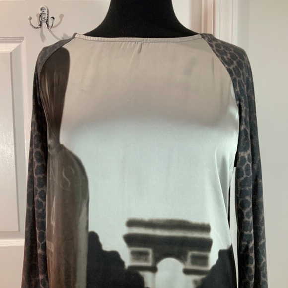 Zara Paris Photo Print Leopard Black Dress Size Large - Picture 2 of 9